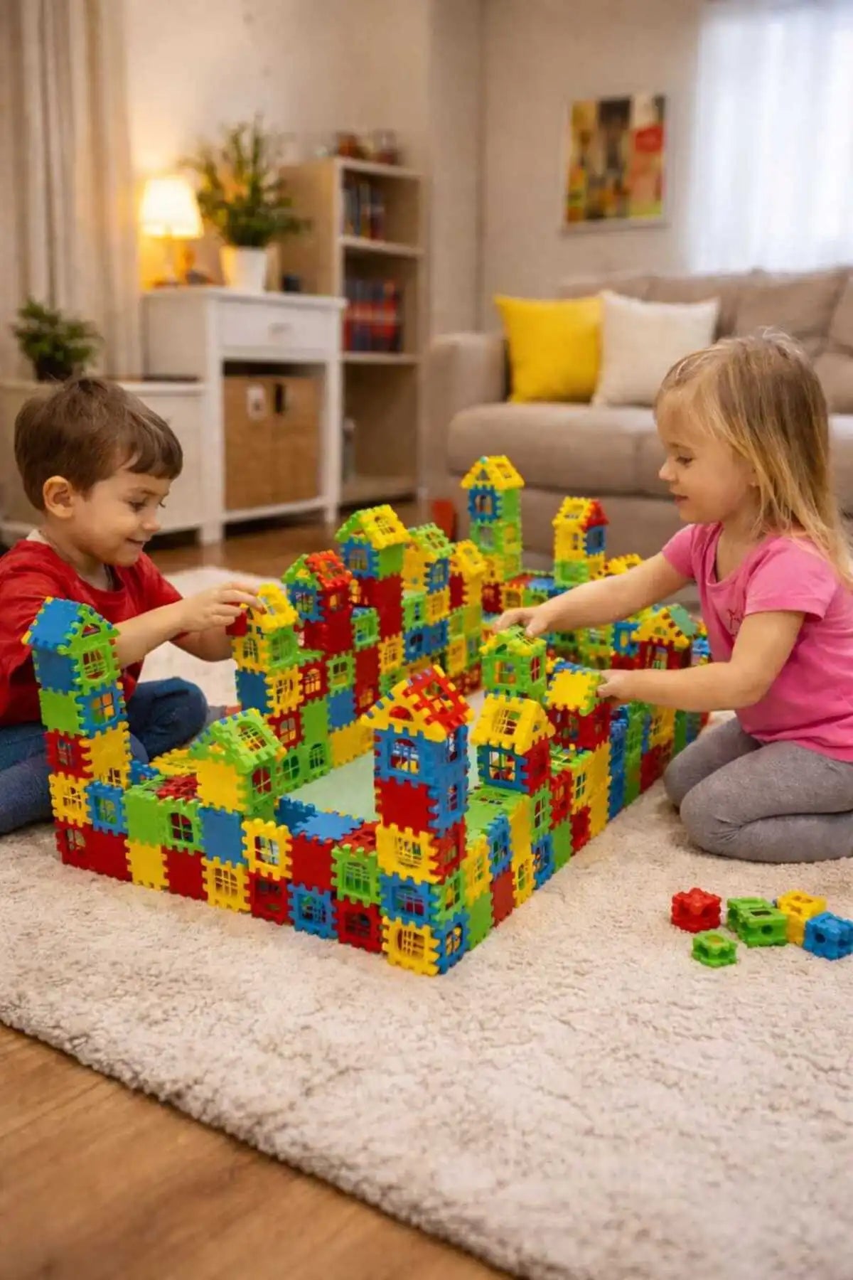 Puzzle City 3D Yapı Blokları - 128 Parça Eğitici Şehir Kurma ve Tasarım Seti